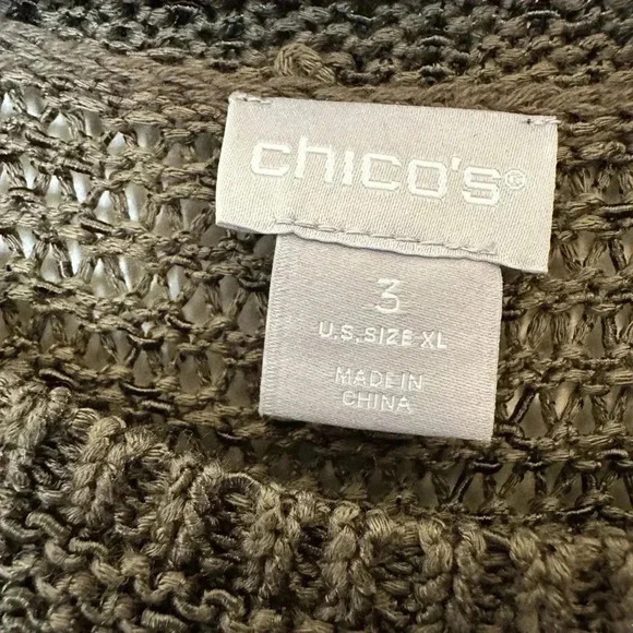 Chico’s Short Sleeve Olive Green Crewneck Sweater - Picture 4 of 5
